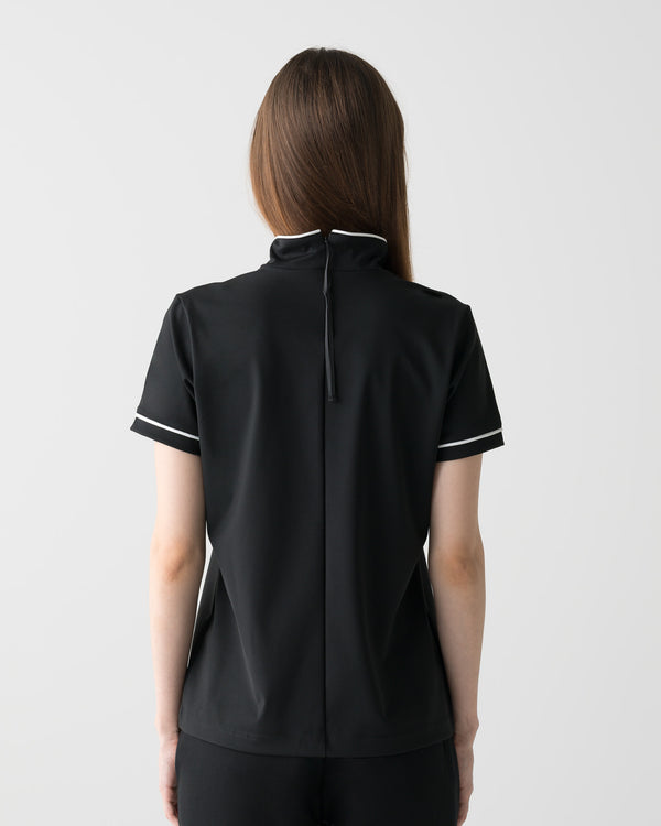 CRONOS BLACK WOMEN ZIP MOCK NECK TEE【BLACK】