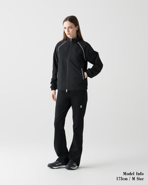 CRONOS BLACK WOMEN METAL BUTTON LONG PANTS【BLACK】