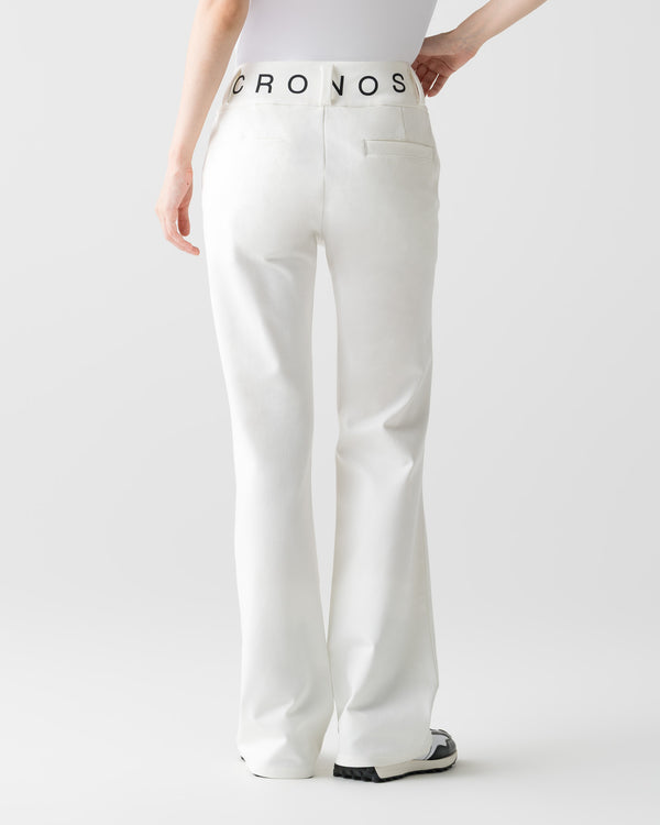 CRONOS BLACK WOMEN METAL BUTTON LONG PANTS【WHITE】