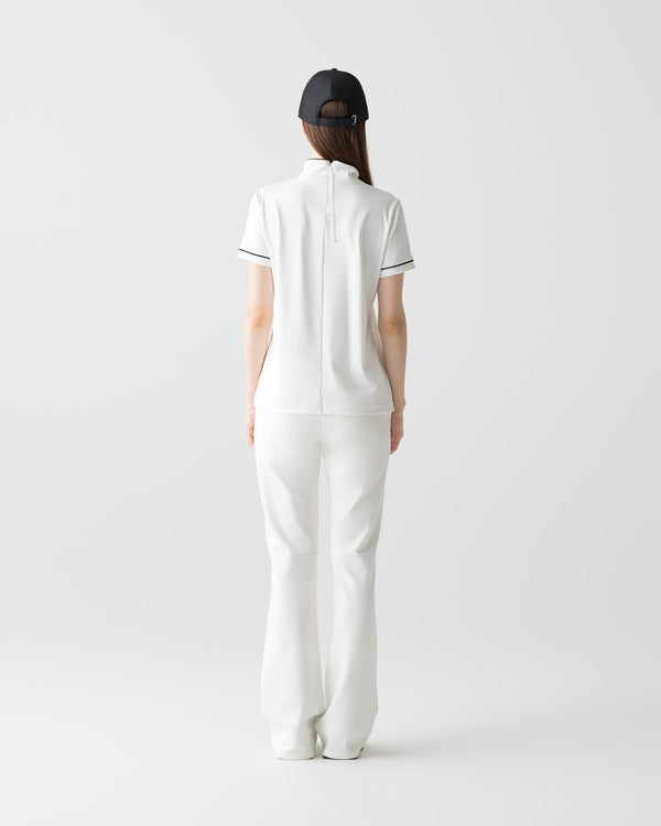 CRONOS BLACK WOMEN ZIP MOCK NECK TEE【WHITE】