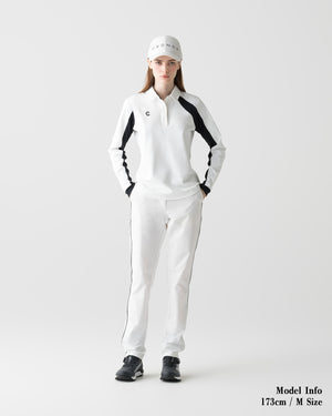 CRONOS BLACK WOMEN BACK ELASTIC LONG PANTS【WHITE】