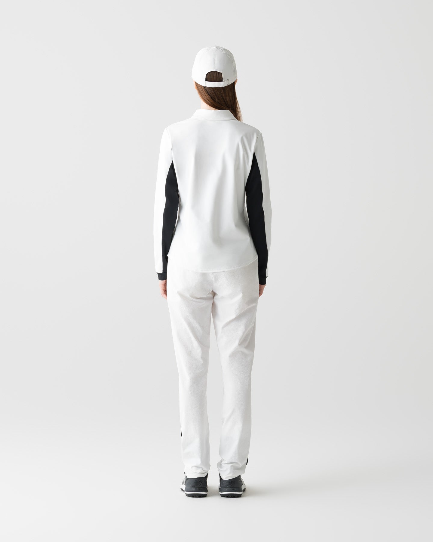 CRONOS BLACK WOMEN FITTED LONG SLEEVE POLO【WHITE】