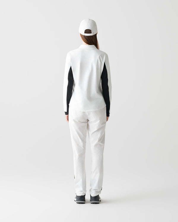 CRONOS BLACK WOMEN FITTED LONG SLEEVE POLO【WHITE】