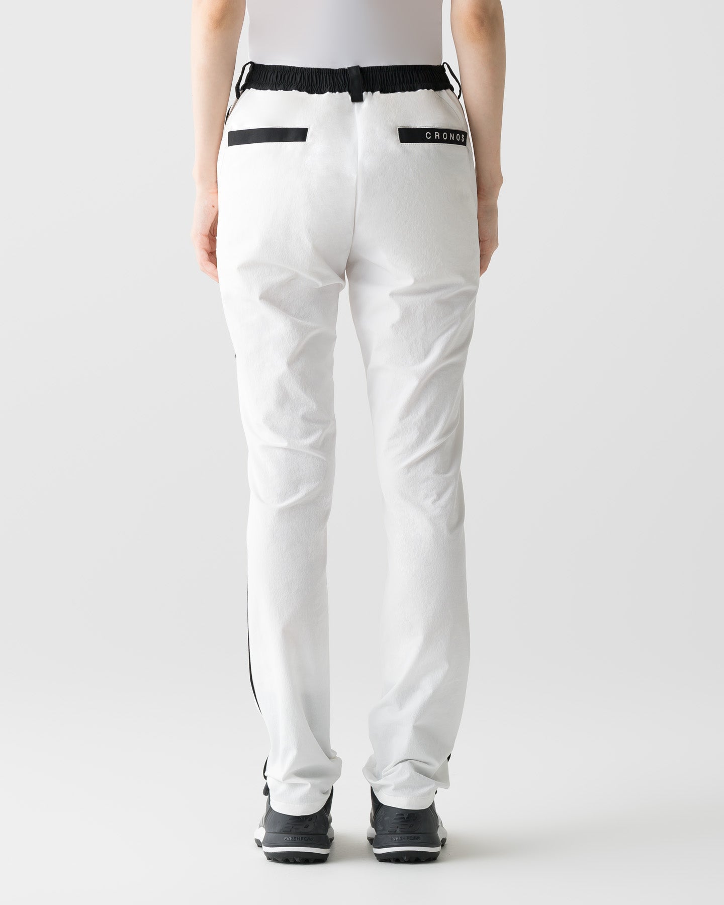 CRONOS BLACK WOMEN BACK ELASTIC LONG PANTS【WHITE】