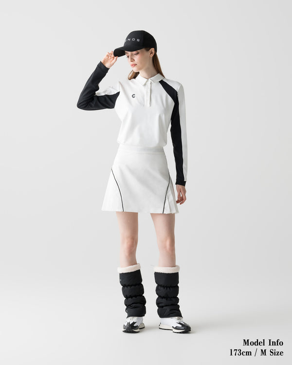 CRONOS BLACK WOMEN FITTED LONG SLEEVE POLO【WHITE】