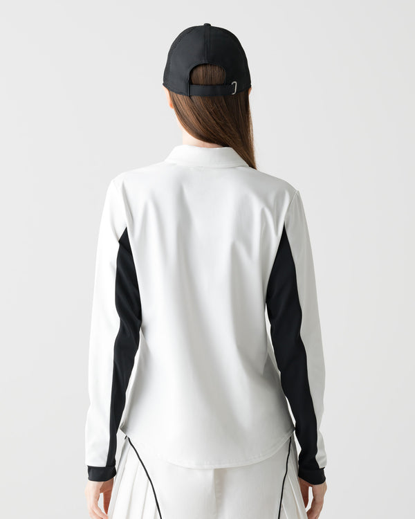 CRONOS BLACK WOMEN FITTED LONG SLEEVE POLO【WHITE】