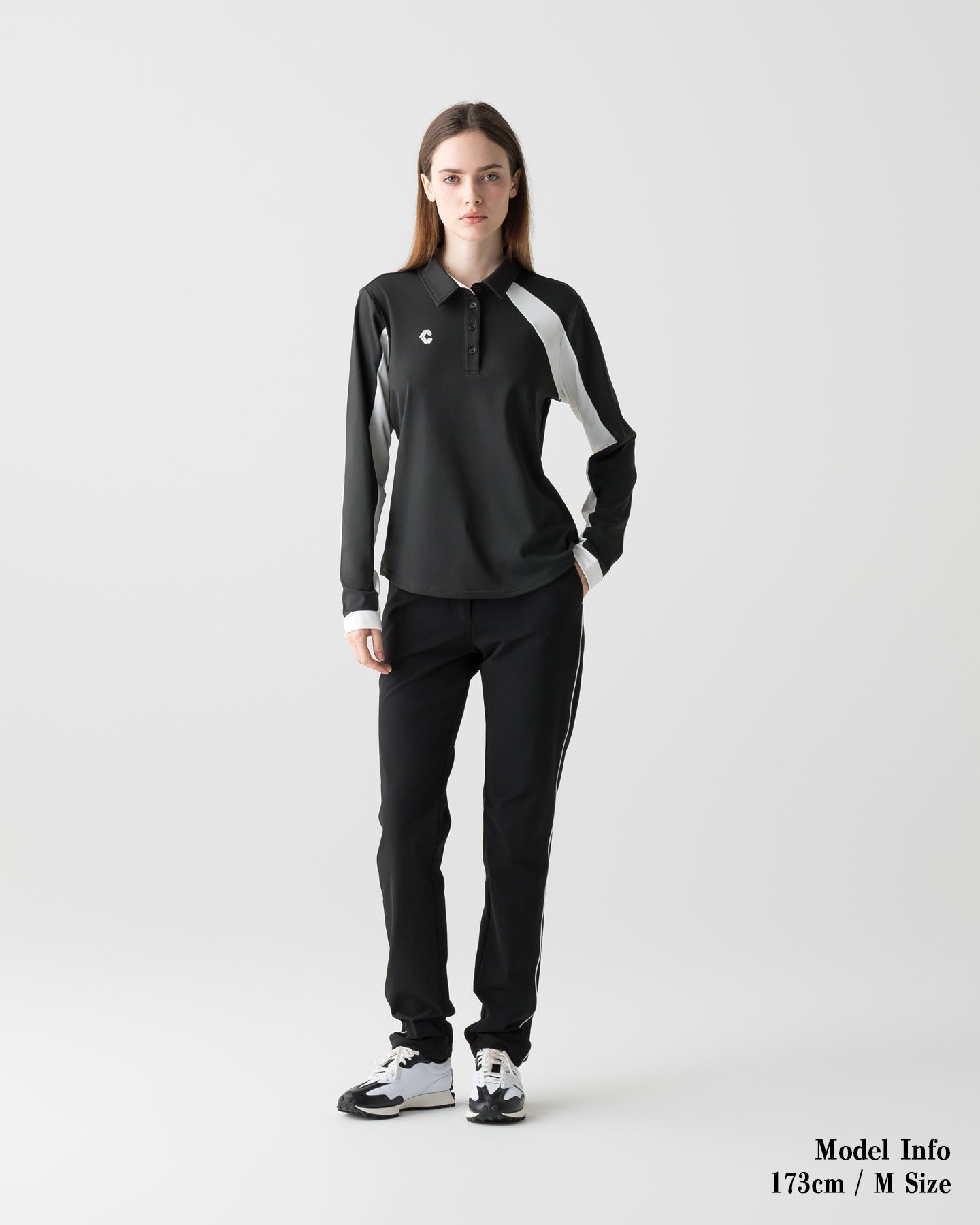【美品】CRONOS BLACK ゴルフ ポロシャツ レディース Mサイズ CRONOS BLACK WOMEN FITTED LONG SLEEVE POLO【BLACK】