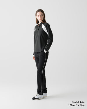 CRONOS BLACK WOMEN FITTED LONG SLEEVE POLO【BLACK】