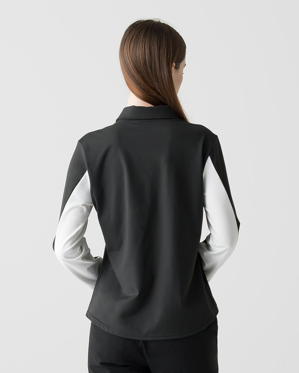 CRONOS BLACK WOMEN FITTED LONG SLEEVE POLO【BLACK】