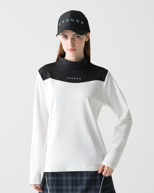 CRONOS BLACK WOMEN THERMAL MOCK NECK【WHITE】