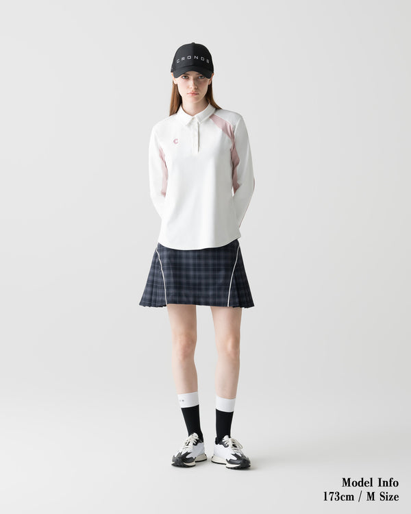CRONOS BLACK WOMEN FITTED LONG SLEEVE POLO【PINK】