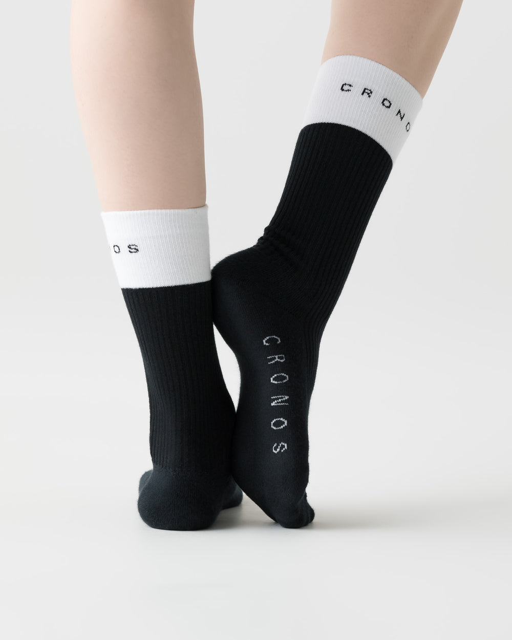 CRONOS BLACK WOMEN DOUBLE LOGO SOCKS【BLACK】