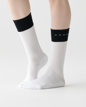 CRONOS BLACK WOMEN DOUBLE LOGO SOCKS【WHITE】