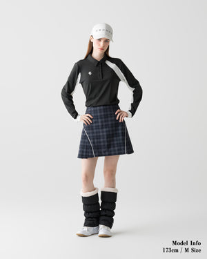 CRONOS BLACK WOMEN FITTED LONG SLEEVE POLO【BLACK】