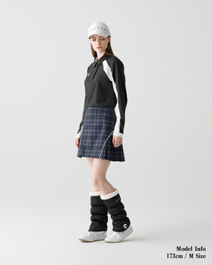 CRONOS BLACK WOMEN FITTED LONG SLEEVE POLO【BLACK】