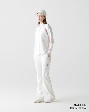 CRONOS BLACK WOMEN FITTED LONG SLEEVE POLO【PINK】