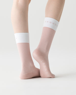 CRONOS BLACK WOMEN DOUBLE LOGO SOCKS【PINK】