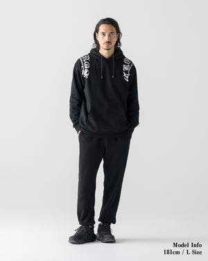 CRONOS BLACKLETTER SOFT MOTION HOODIE CROSS【BLACK×SILVER】