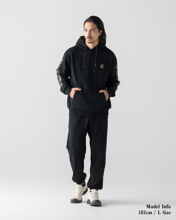CRONOS BLACKLETTER SOFT MOTION HOODIE【BLACK×TAUPE】