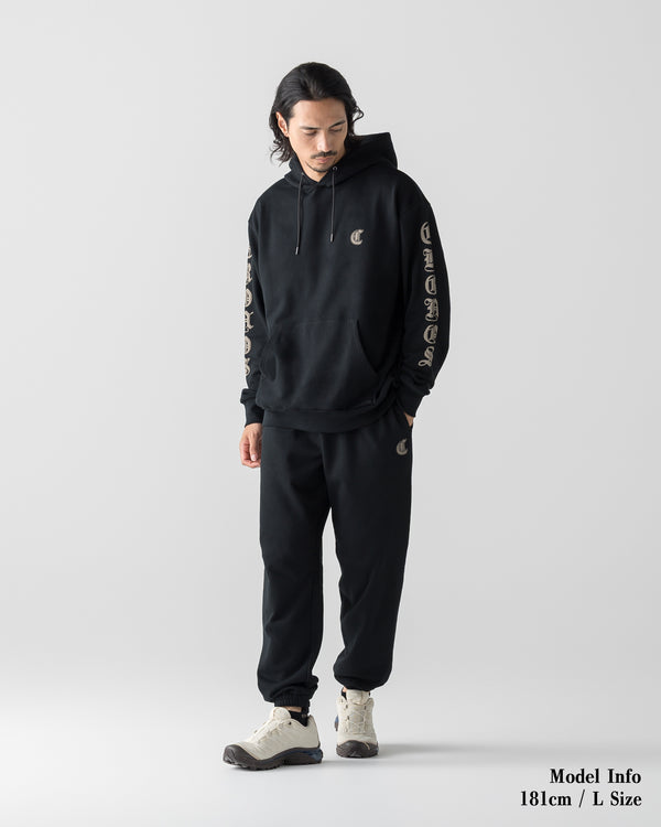 CRONOS BLACKLETTER SOFT MOTION HOODIE【BLACK×TAUPE】