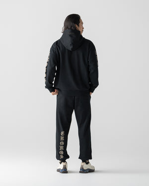 CRONOS BLACKLETTER SOFT MOTION HOODIE【BLACK×TAUPE】