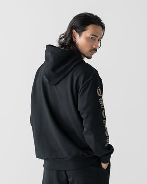 CRONOS BLACKLETTER SOFT MOTION HOODIE【BLACK×TAUPE】