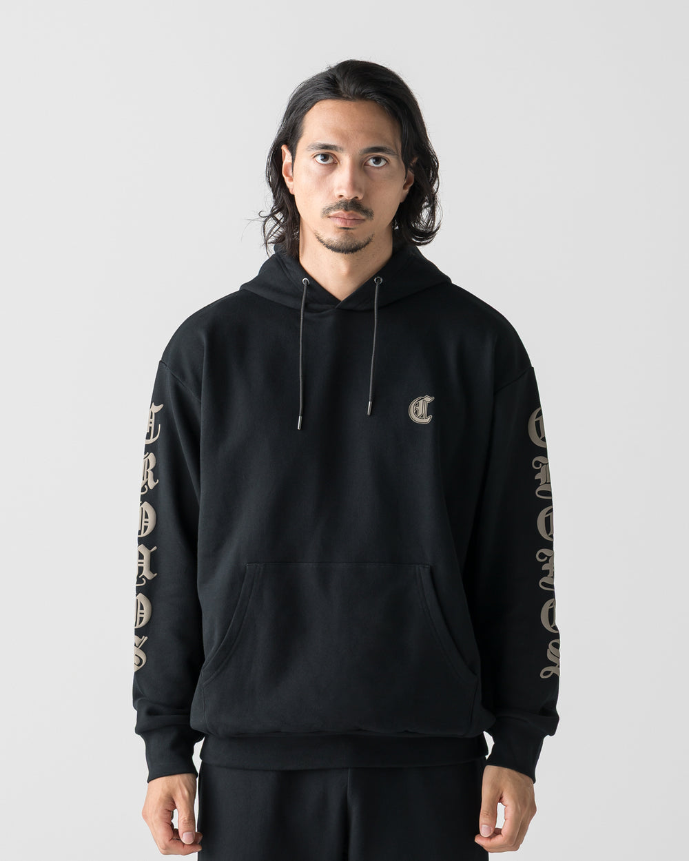 CRONOS BLACKLETTER SOFT MOTION HOODIE【BLACK×TAUPE】