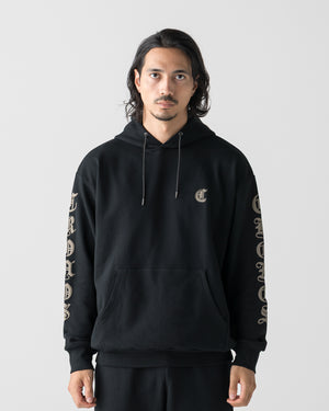 CRONOS BLACKLETTER SOFT MOTION HOODIE【BLACK×TAUPE】
