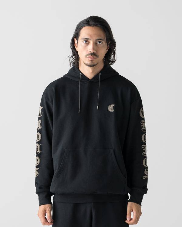 CRONOS BLACKLETTER SOFT MOTION HOODIE【BLACK×TAUPE】