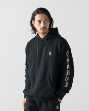 CRONOS BLACKLETTER SOFT MOTION HOODIE【BLACK×TAUPE】