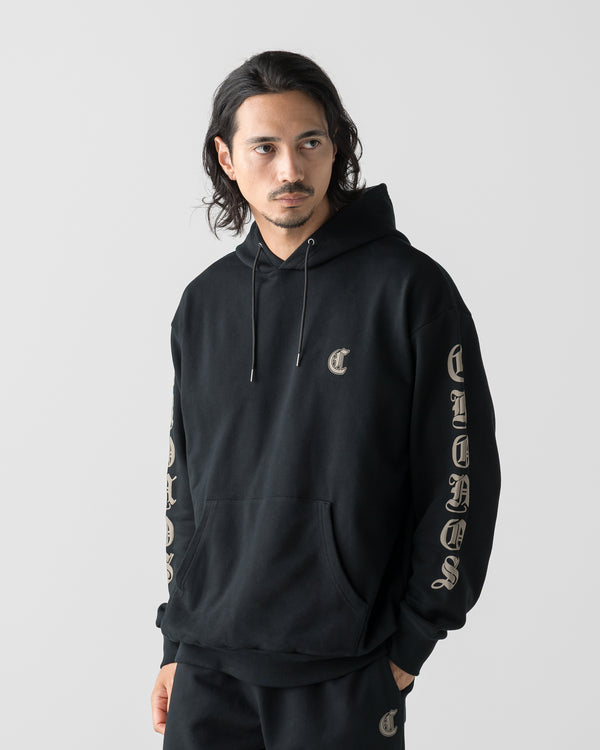CRONOS BLACKLETTER SOFT MOTION HOODIE【BLACK×TAUPE】