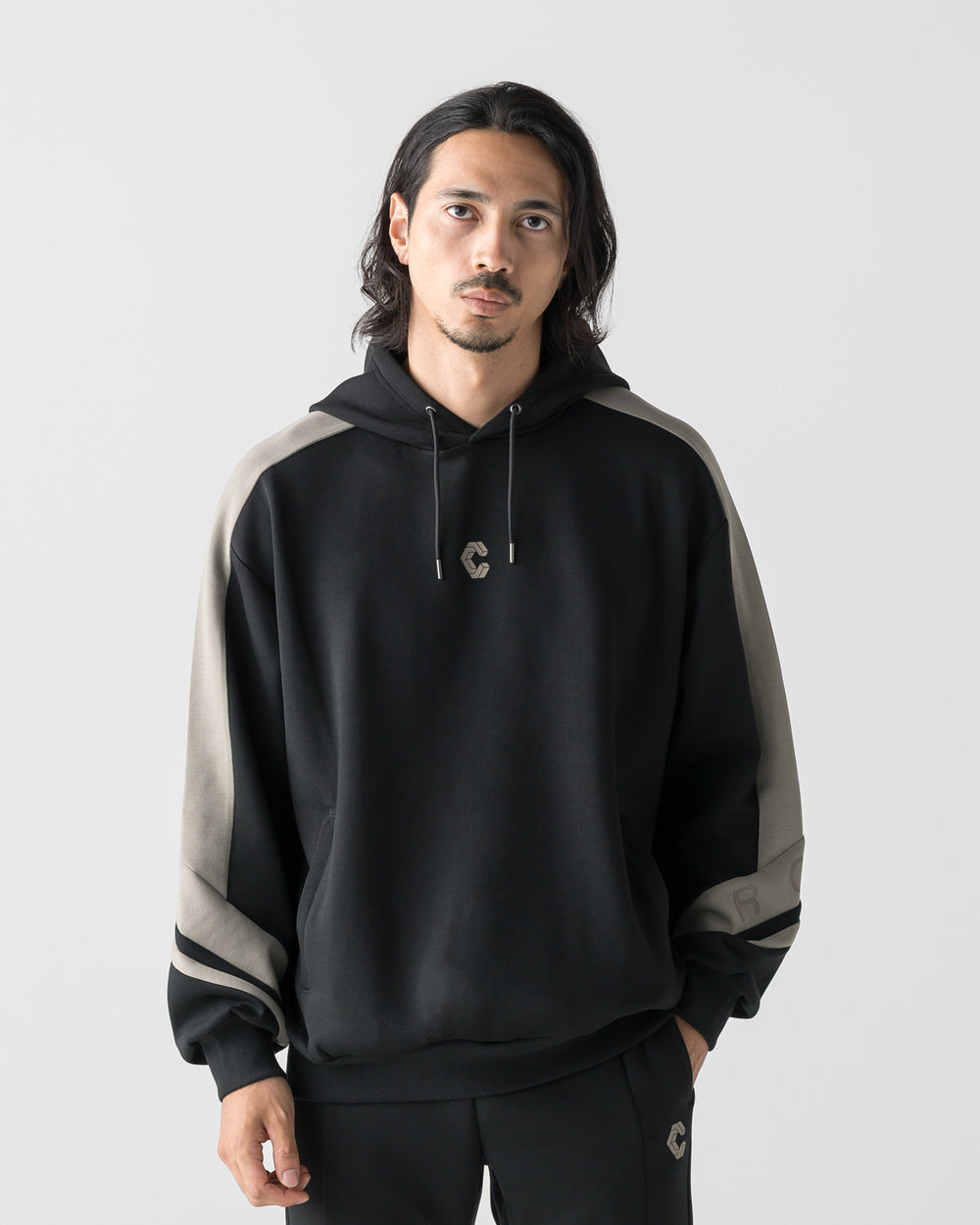CRONOS DUAL PANEL HOODIE【BLACK×TAUPE】