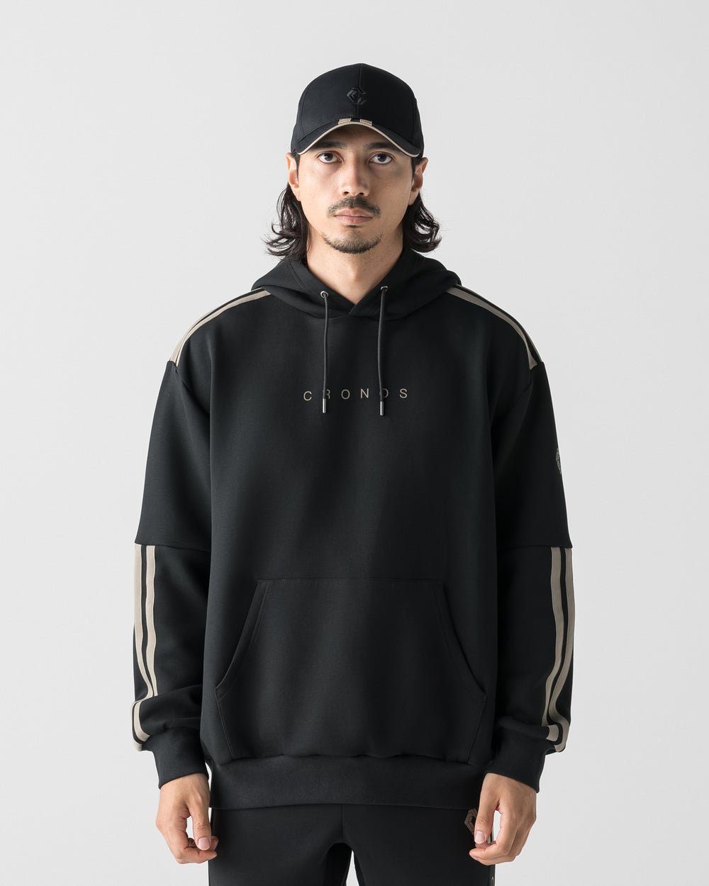 CRONOS RE-LINE HOODIE【BLACK×TAUPE】