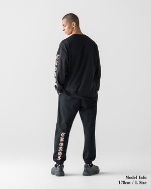 CRONOS BLACKLETTER SOFT MOTION SWEAT PANTS【BLACK×PINK】