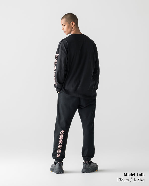 CRONOS BLACKLETTER SOFT MOTION SWEAT PANTS【BLACK×PINK】