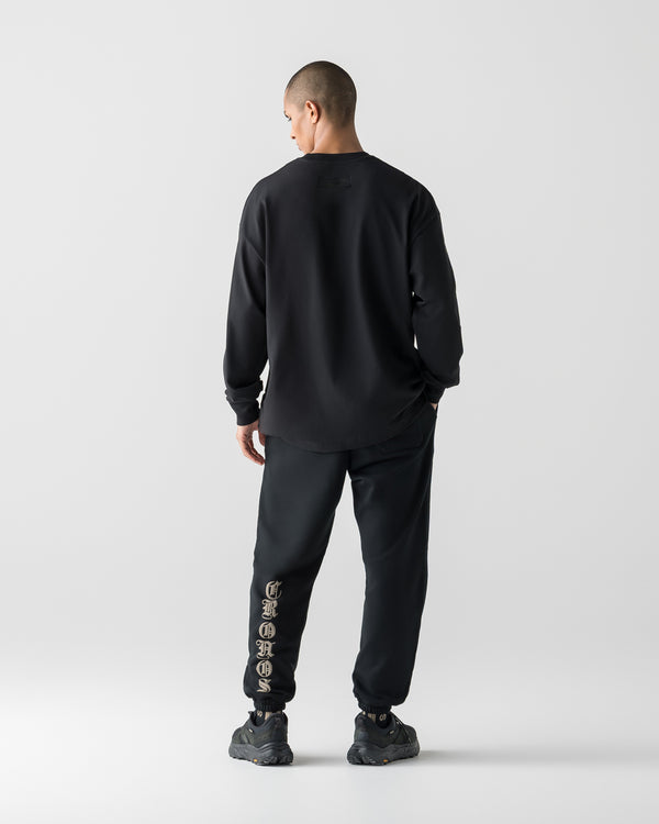 CRONOS BLACKLETTER SOFT MOTION SWEAT PANTS【BLACK×TAUPE】