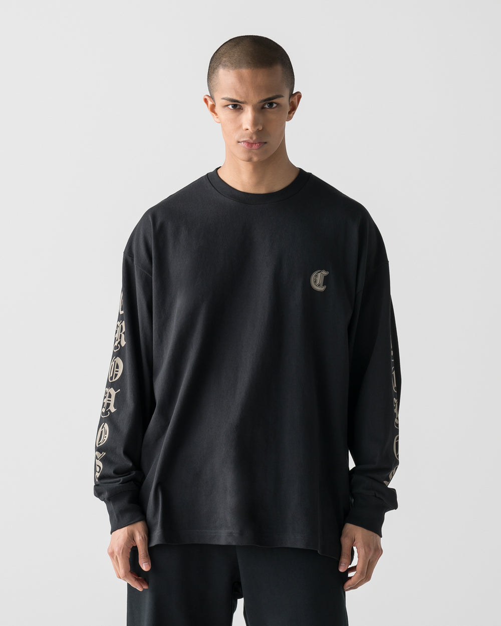 CRONOS BLACKLETTER SOFT MOTION L/S TEE【BLACK×TAUPE】
