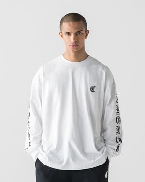 CRONOS BLACKLETTER SOFT MOTION L/S TEE【WHITE】