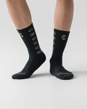 CRONOS LINEWEAVE SOCKS【BLACK×TAUPE】
