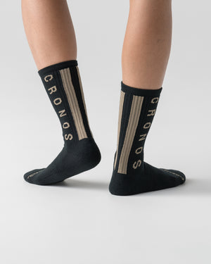 CRONOS LINEWEAVE SOCKS【BLACK×TAUPE】