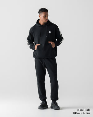 CRONOS BLACKLETTER SOFT MOTION HOODIE【BLACK×WHITE】