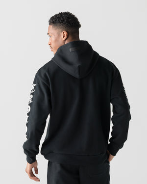 CRONOS BLACKLETTER SOFT MOTION HOODIE【BLACK×WHITE】