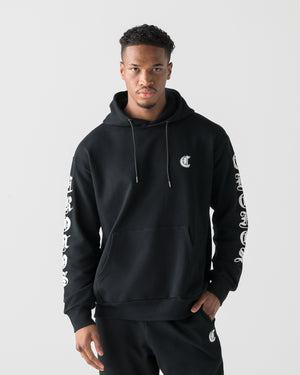 CRONOS BLACKLETTER SOFT MOTION HOODIE【BLACK×WHITE】