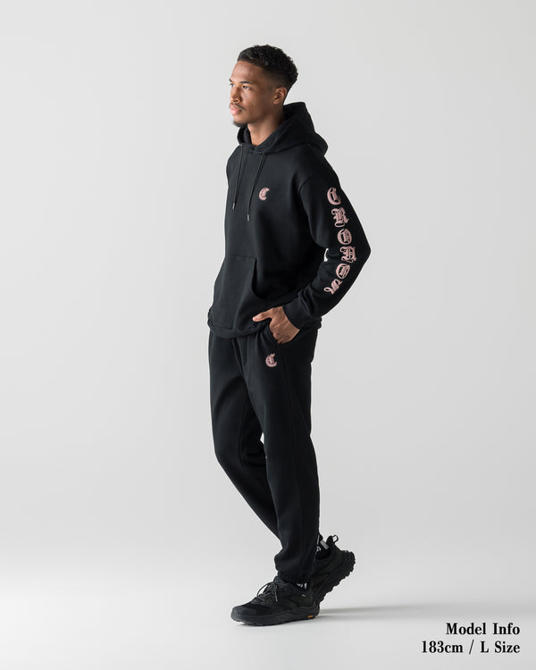 CRONOS BLACKLETTER SOFT MOTION HOODIE【BLACK×PINK】