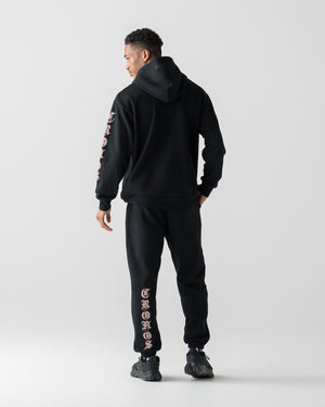 CRONOS BLACKLETTER SOFT MOTION HOODIE【BLACK×PINK】