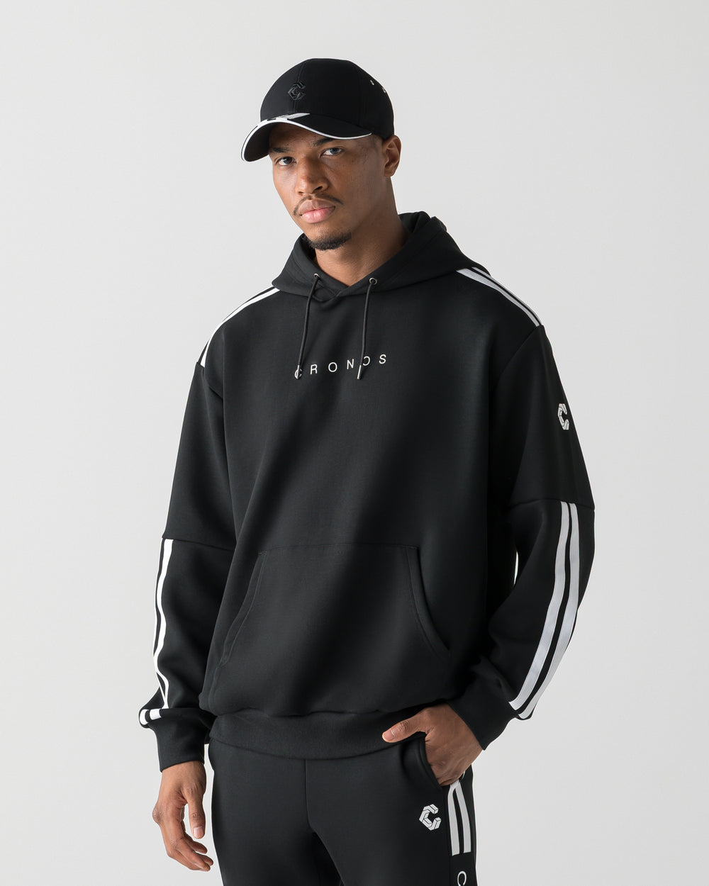 CRONOS RE-LINE HOODIE【BLACK×WHITE】