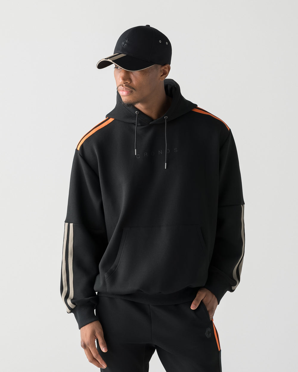 CRONOS RE-LINE HOODIE【BLACK×ORANGE】