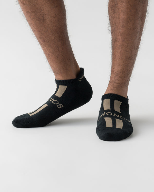 CRONOS LINE MARK SOCKS【BLACK×TAUPE】