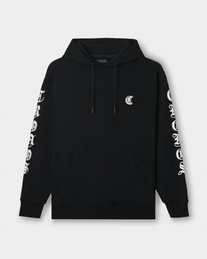CRONOS BLACKLETTER SOFT MOTION HOODIE【BLACK×WHITE】