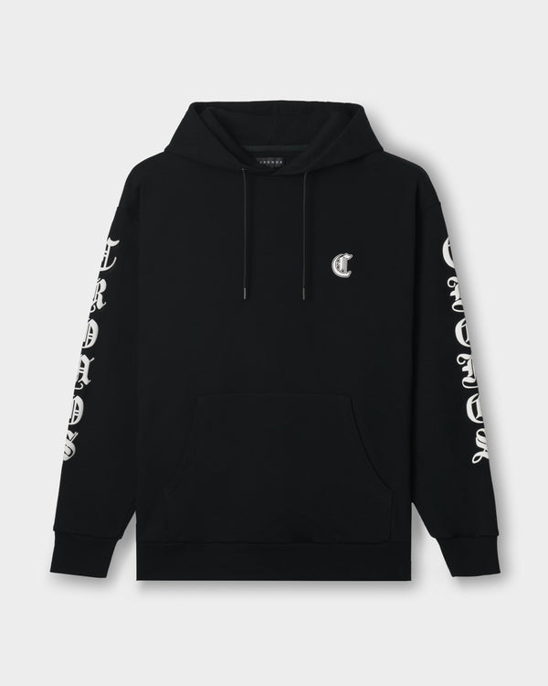 CRONOS BLACKLETTER SOFT MOTION HOODIE【BLACK×WHITE】